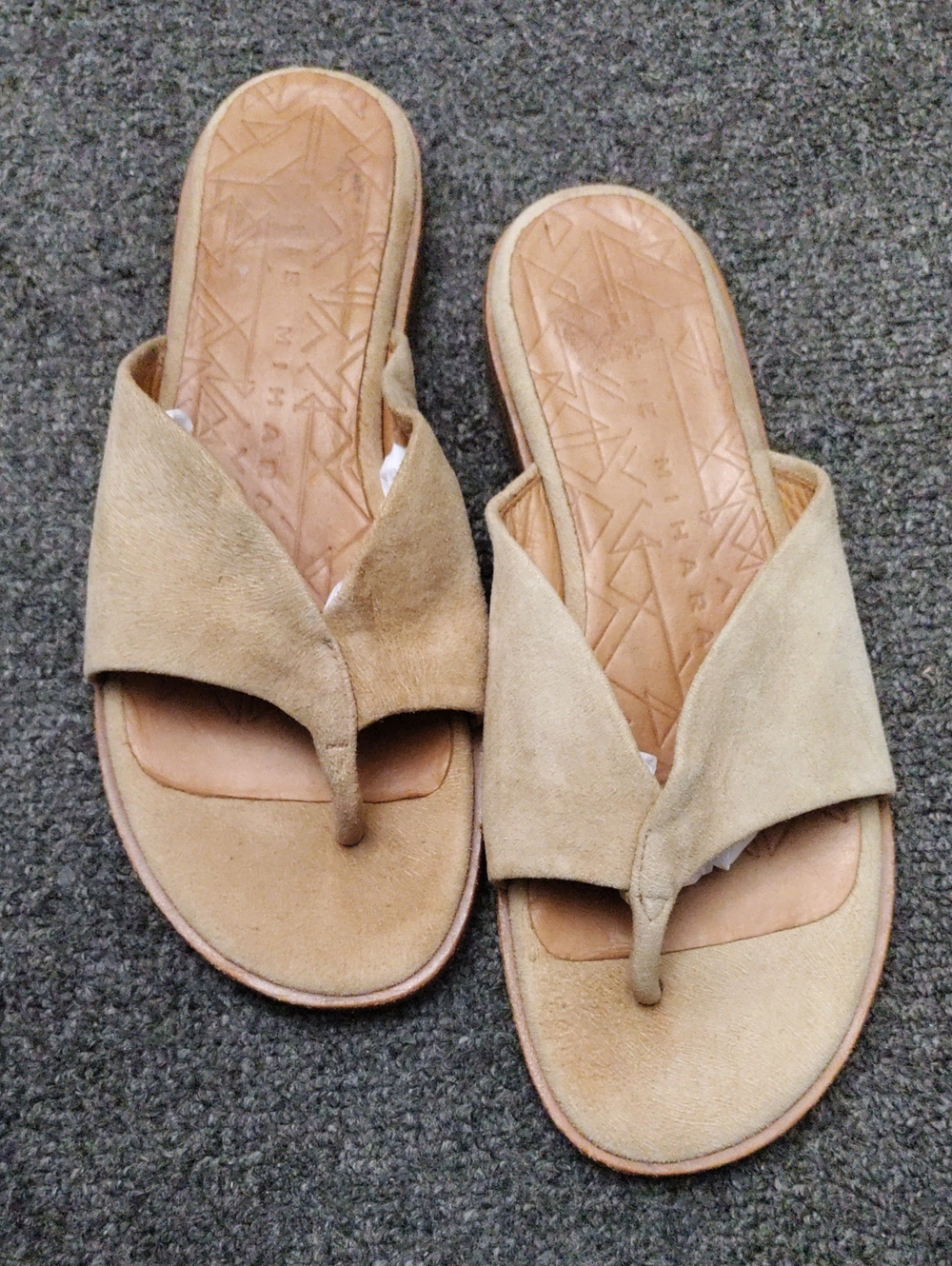 Chie Mihara Tan Suede Thong Sandals